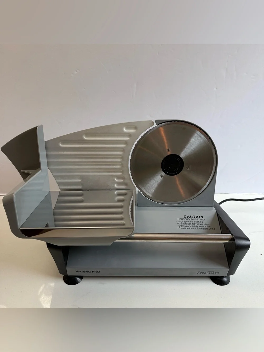 Waring Pro FS150 Electric Food Slicer Adjustable 7.5” Blade 130W Stainless Steel